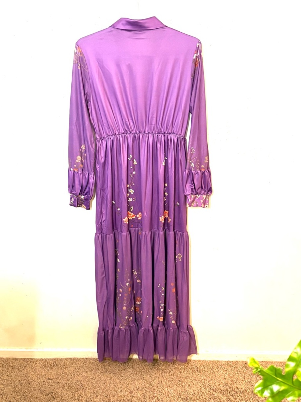 🆕Purple Boho Floral Patterned Maxi Dress - Women. Size L. NWT. - Picture 10 of 13